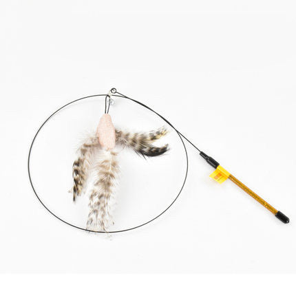 KFX-7318845 Cat Toy with Bird Feather Wand and Black Stick for Interactive Play