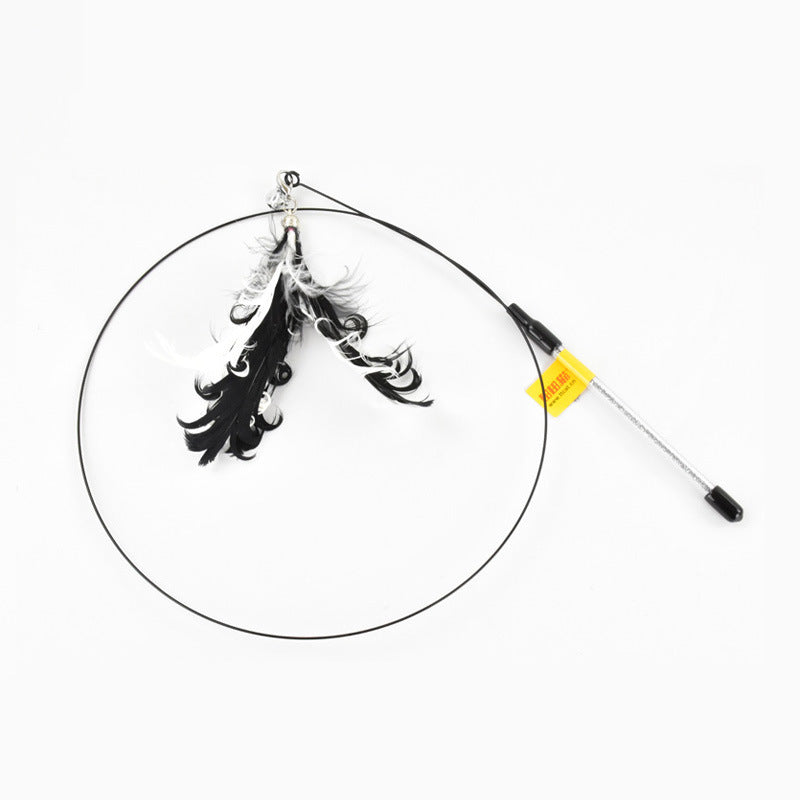 KFX-7318845 Cat Toy with Bird Feather Wand and Black Stick for Interactive Play