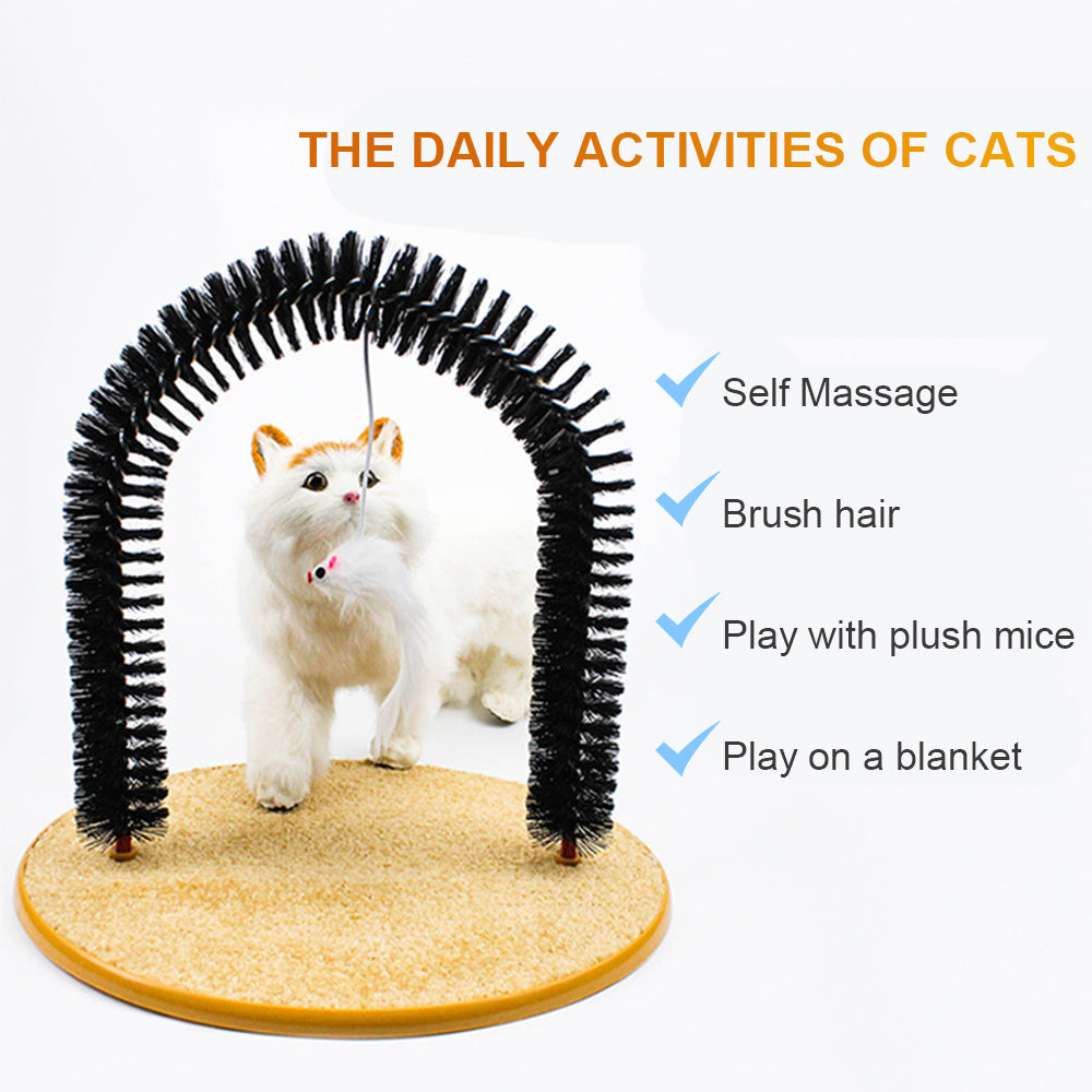 KFX-7319613 Arch Type Cat Rubbing Device with Massage Brush and Scratching Pad