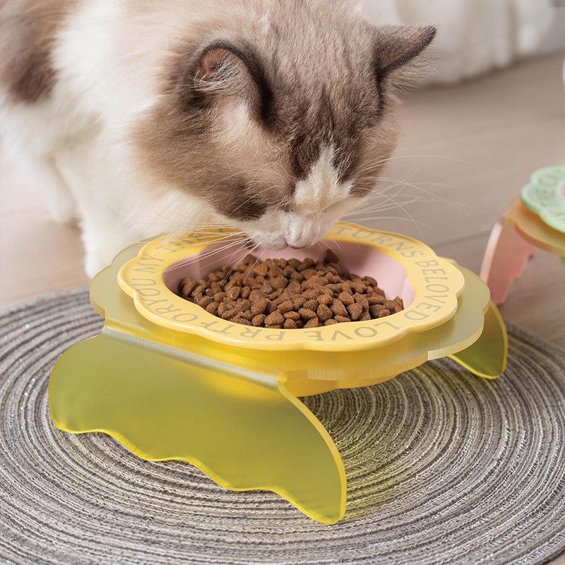 KFX-7319997 Ceramic Cat Bowl with Anti-Tumble Design in Multiple Colors