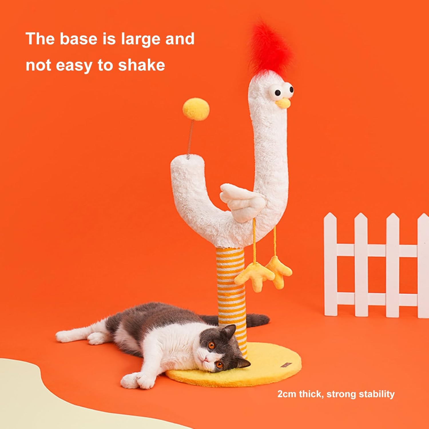 KFX-7321277 Curved Sisal Cat Scratching Post with Spring Ball for Indoor Cats - Durable and Stable Design