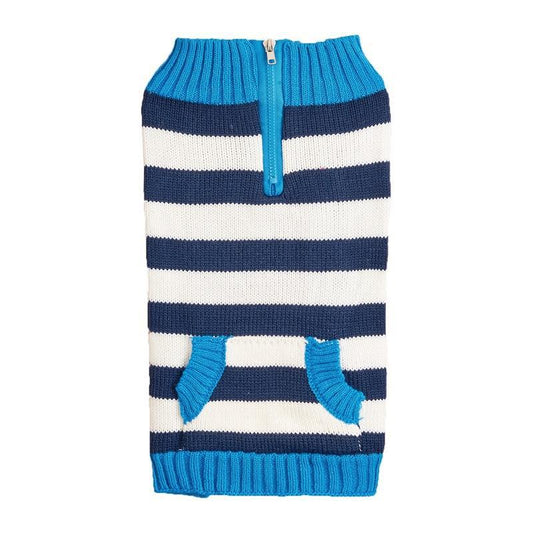 KFX-7321789 Cozy Contrast Color Sweater with Zipper Pocket for Small and Medium-sized Dogs