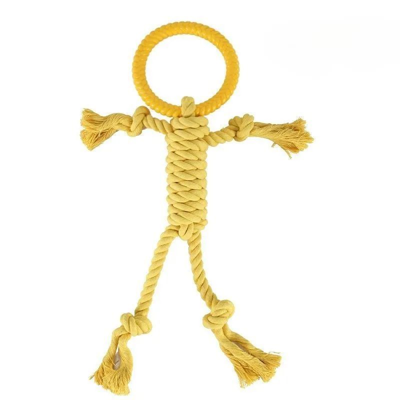 KFX-7322429 Durable Cotton Rope Dog Chew Toy for Molar Health - 14CM Ring Diameter, 50CM Length