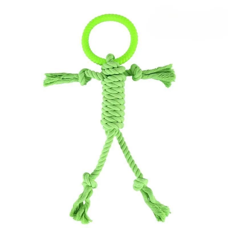KFX-7322429 Durable Cotton Rope Dog Chew Toy for Molar Health - 14CM Ring Diameter, 50CM Length