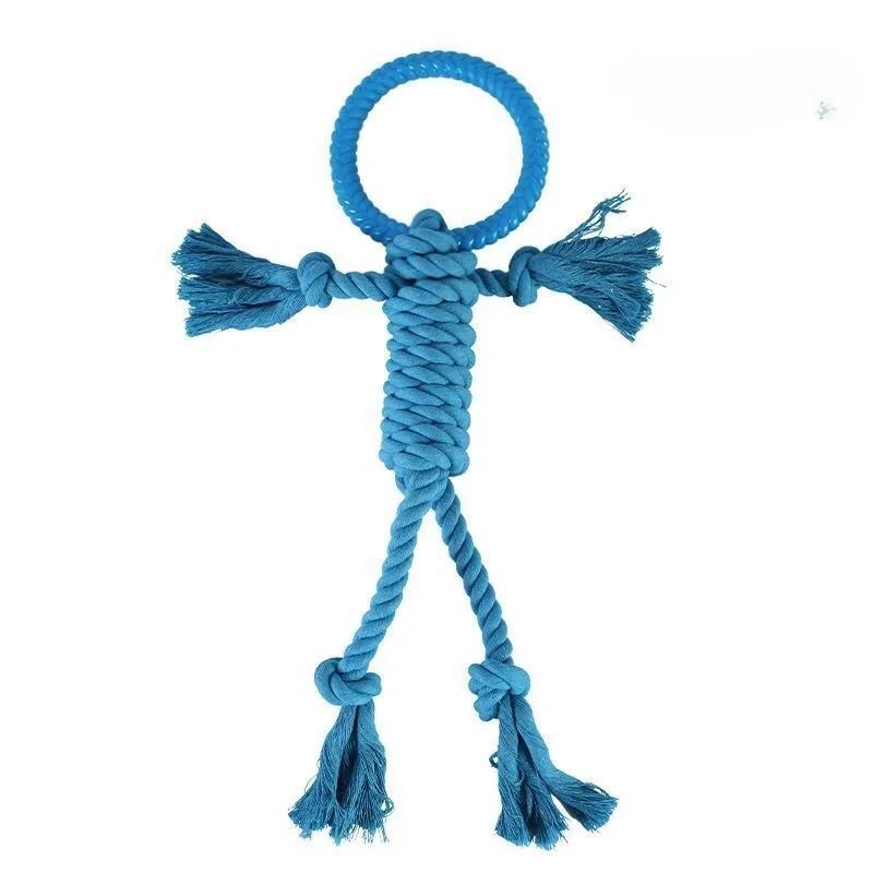 KFX-7322429 Durable Cotton Rope Dog Chew Toy for Molar Health - 14CM Ring Diameter, 50CM Length