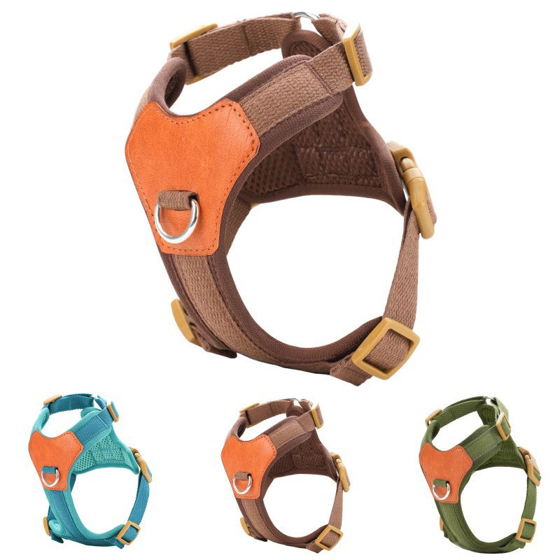 KFX-7323069 Retro Style Rope Harness for Dogs - Brown, Green, Blue Options in Durable Polyester