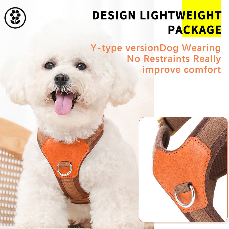 KFX-7323069 Retro Style Rope Harness for Dogs - Brown, Green, Blue Options in Durable Polyester