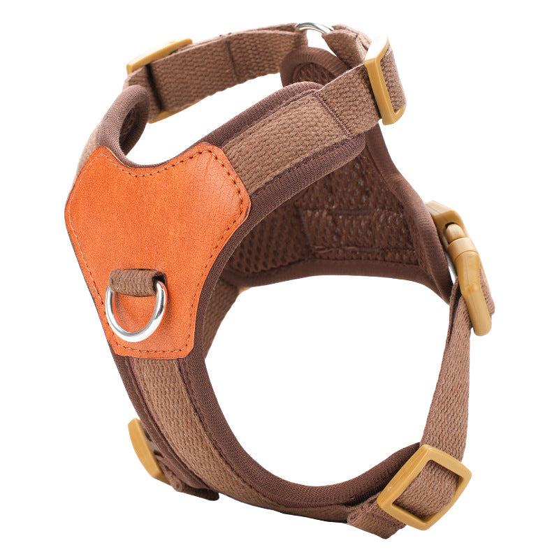 KFX-7323069 Retro Style Rope Harness for Dogs - Brown, Green, Blue Options in Durable Polyester