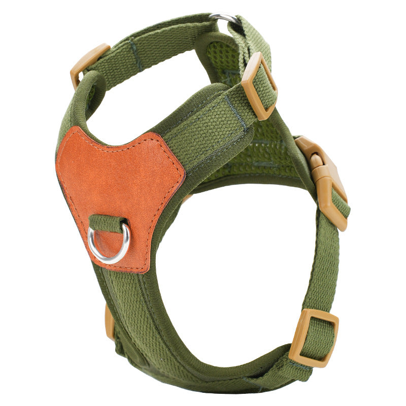 KFX-7323069 Retro Style Rope Harness for Dogs - Brown, Green, Blue Options in Durable Polyester