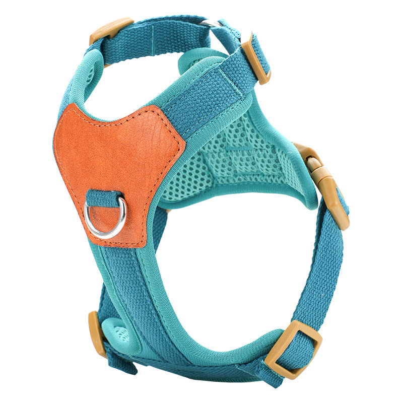 KFX-7323069 Retro Style Rope Harness for Dogs - Brown, Green, Blue Options in Durable Polyester