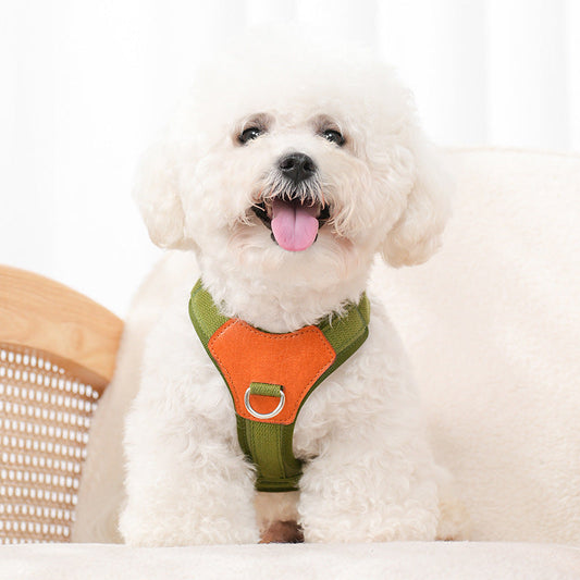 KFX-7323069 Retro Style Rope Harness for Dogs - Brown, Green, Blue Options in Durable Polyester