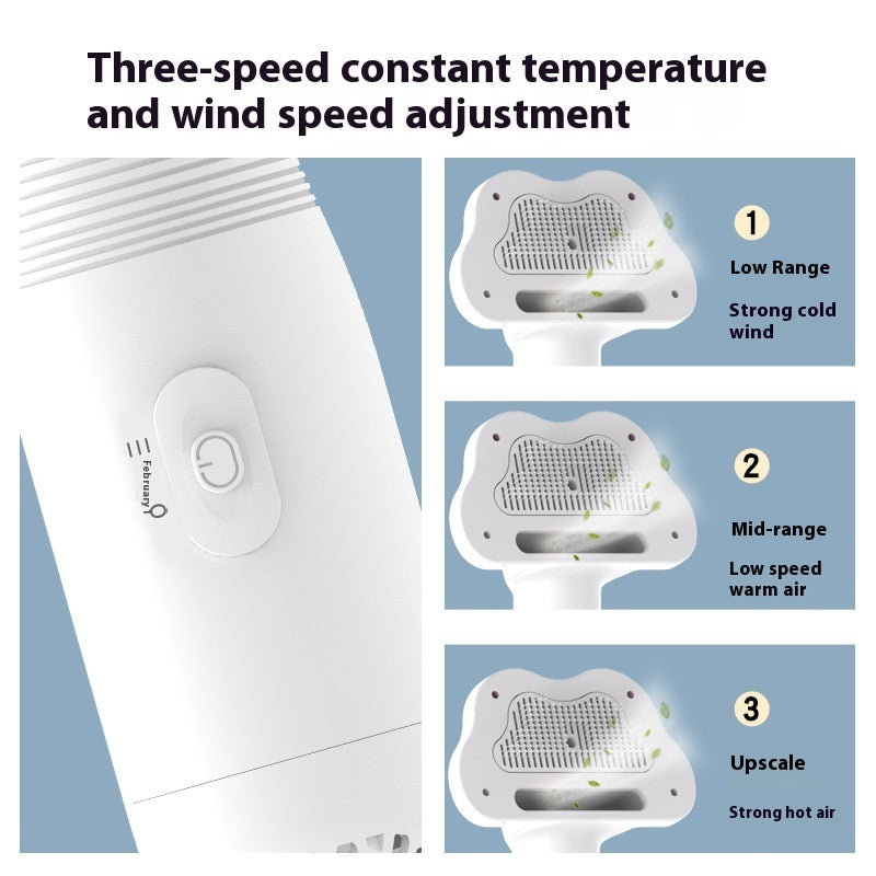 KFX-7325373 Two-in-One Pet Hair Dryer and Comb for Dogs and Cats - 600W Hot Air Blower Tool