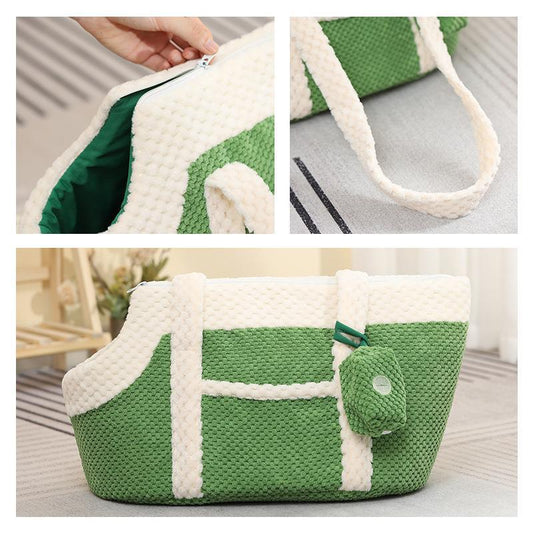 KFX-7326013 Warm Cartoon-Patterned Portable Pet Satchel for Small Dogs and Cats