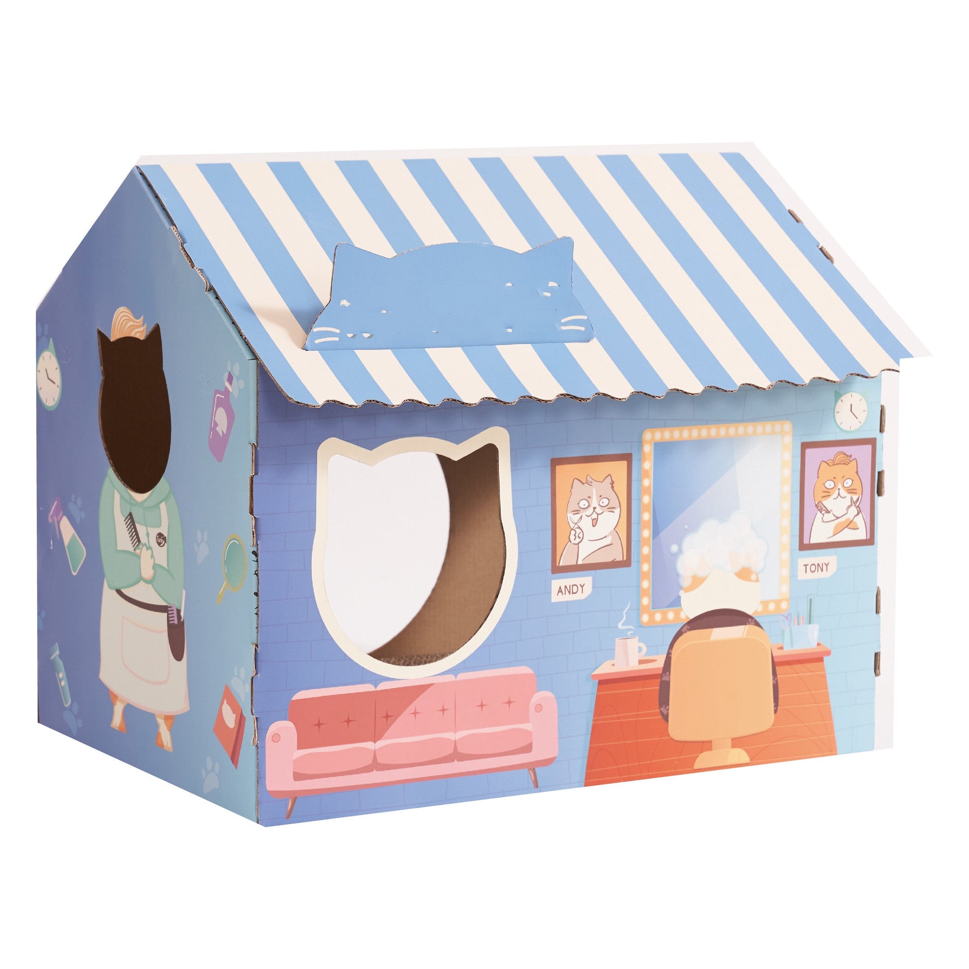 KFX-7327805 Cat House Nest Scratcher with Cozy Design - Ice House Style, 46x33x40 cm