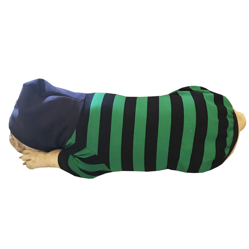 KFX-7327933 Striped Cotton Hooded Dog Coat - Casual Pet Apparel in Various Sizes