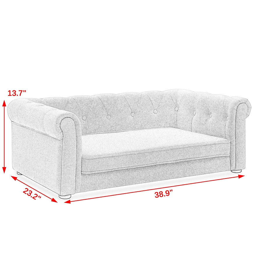 KFX-7328189 Durable Elevated Dog Sofa Bed for Medium and Large Dogs - Modern Dark Grey Design