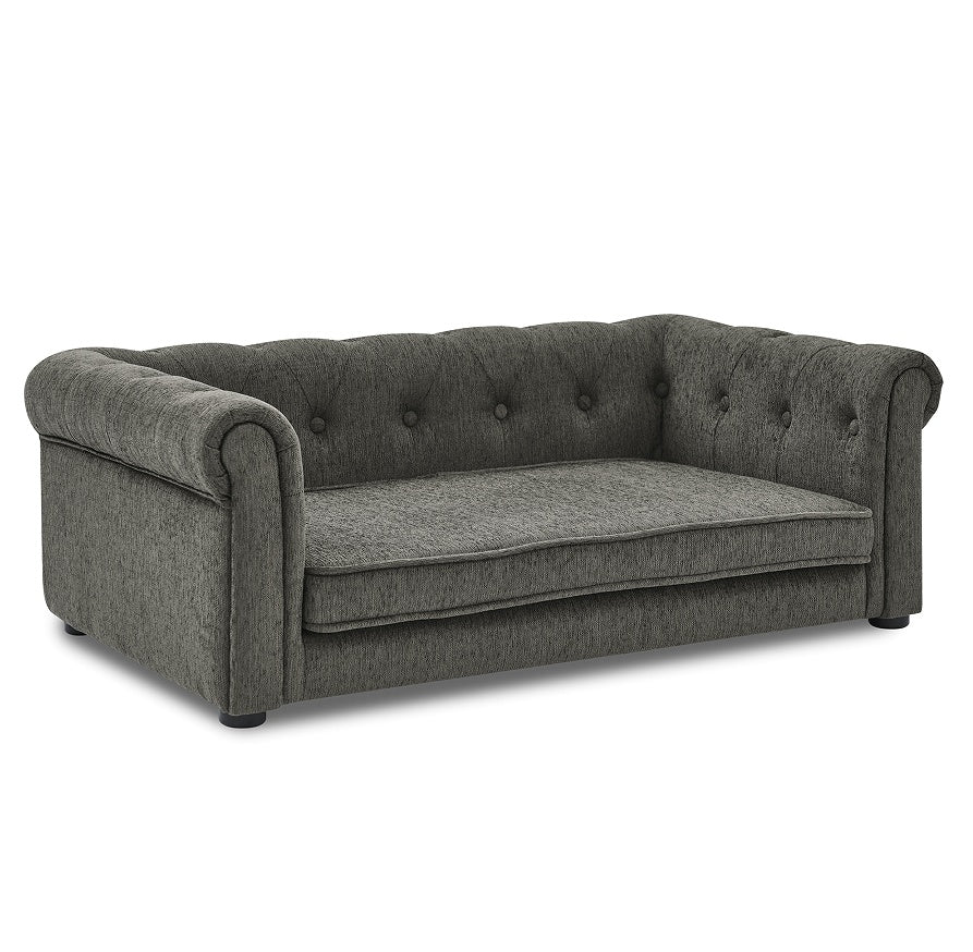 KFX-7328189 Durable Elevated Dog Sofa Bed for Medium and Large Dogs - Modern Dark Grey Design