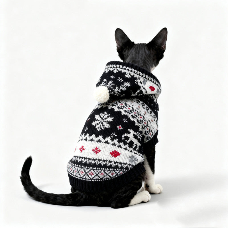 KFX-7328317 Christmas Hooded Sweater for Warm Autumn and Winter Wear for Devon Siamese and Abyssinian Cats