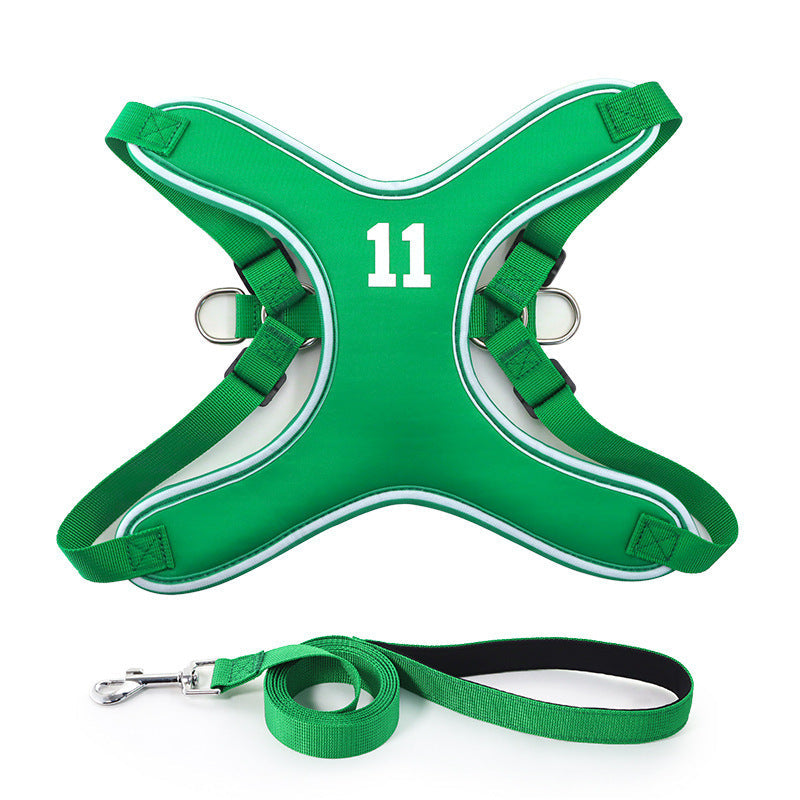 KFX-7328829 Chest Strap Vest for Small and Medium-sized Dogs - Adjustable Polyester Harness with 150cm Leash