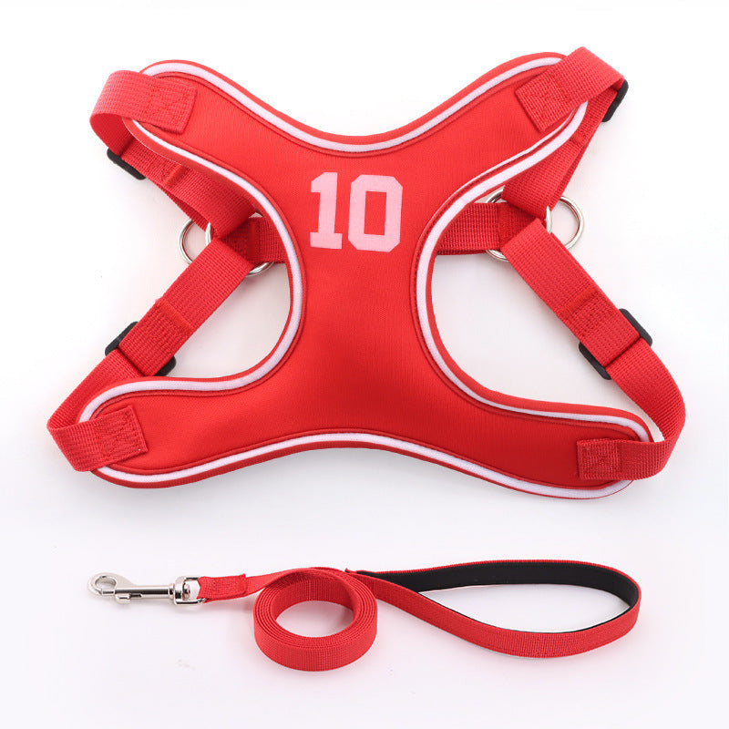 KFX-7328829 Chest Strap Vest for Small and Medium-sized Dogs - Adjustable Polyester Harness with 150cm Leash