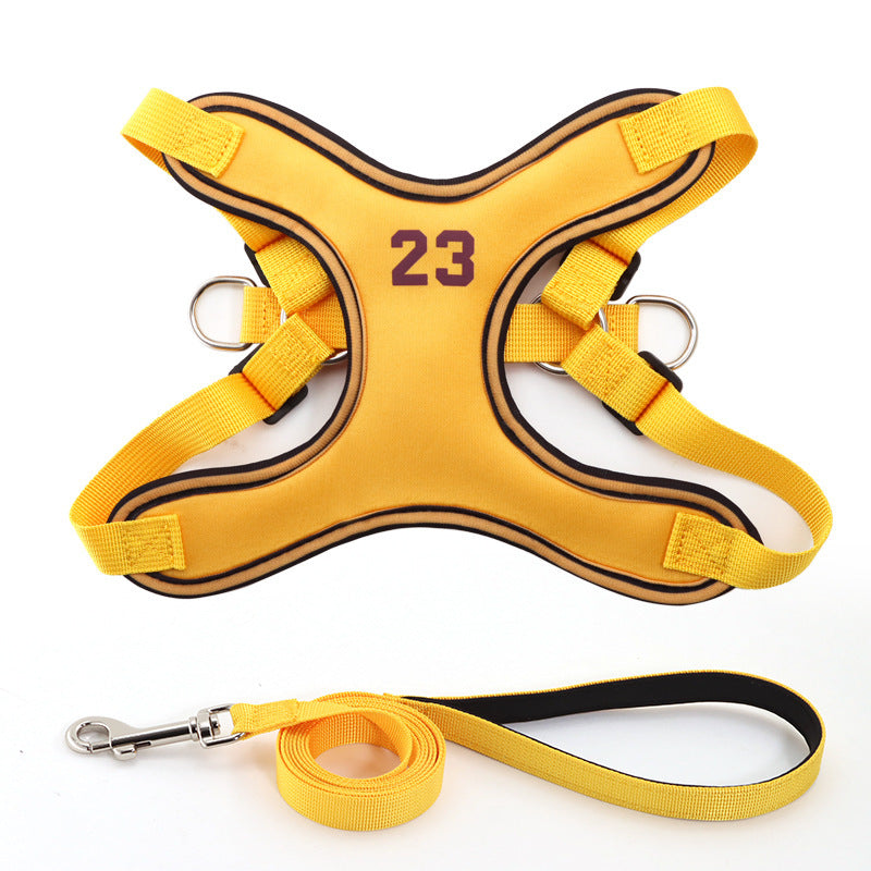 KFX-7328829 Chest Strap Vest for Small and Medium-sized Dogs - Adjustable Polyester Harness with 150cm Leash
