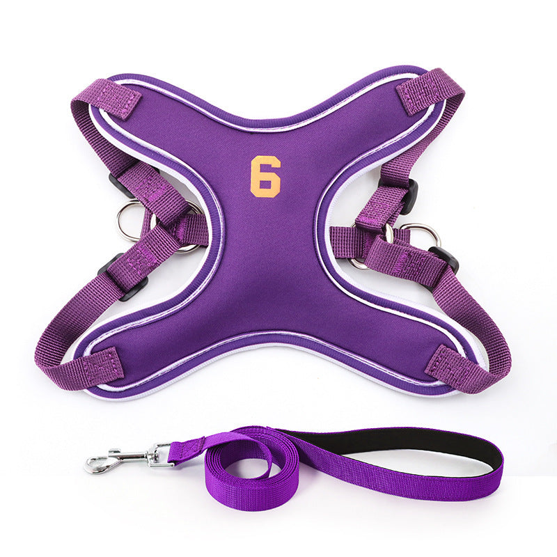KFX-7328829 Chest Strap Vest for Small and Medium-sized Dogs - Adjustable Polyester Harness with 150cm Leash