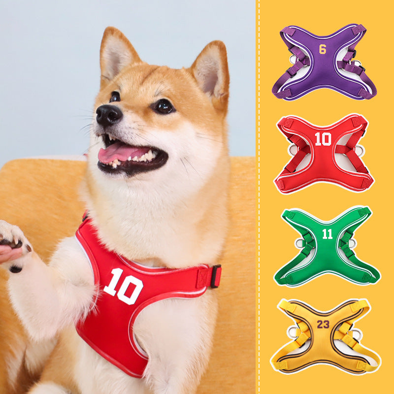 KFX-7328829 Chest Strap Vest for Small and Medium-sized Dogs - Adjustable Polyester Harness with 150cm Leash