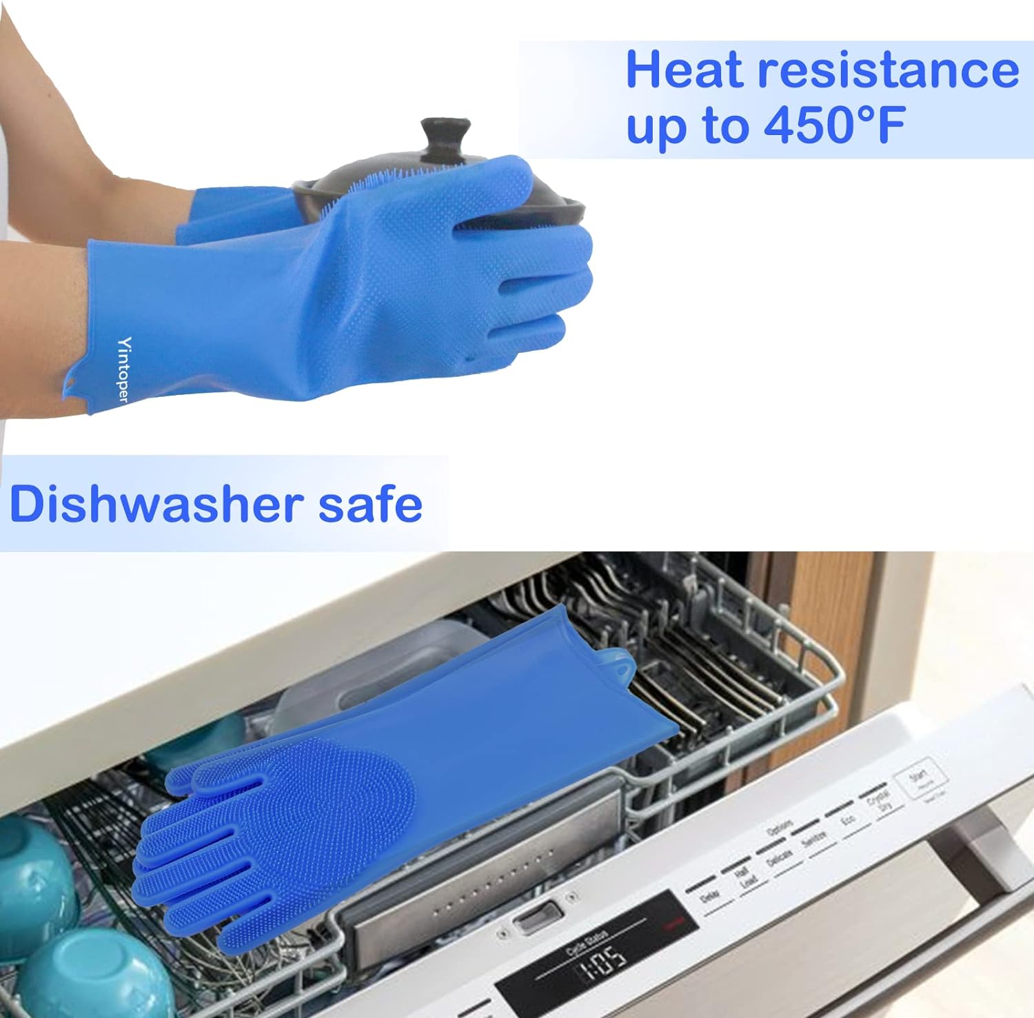 KFX-7331005 Durable Pet Grooming Gloves with Enhanced Five Finger Design for Cats and Dogs