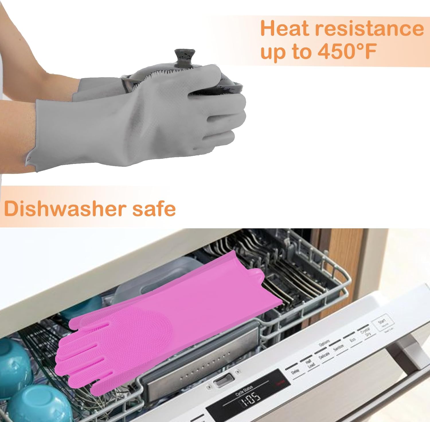KFX-7331005 Durable Pet Grooming Gloves with Enhanced Five Finger Design for Cats and Dogs