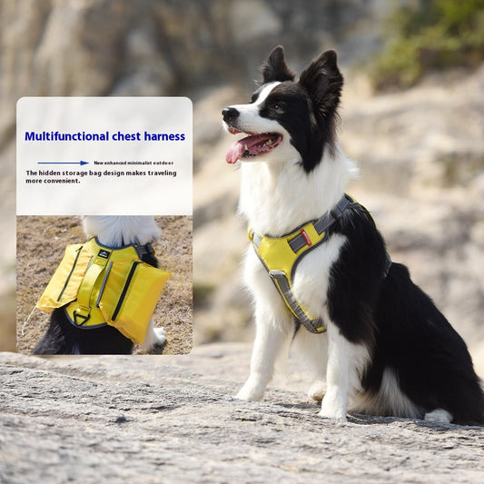 KFX-7332157 Reflective Breathable Oxford Cloth Pet Harness – Explosion-Proof Design in Yellow, Orange, and Gray