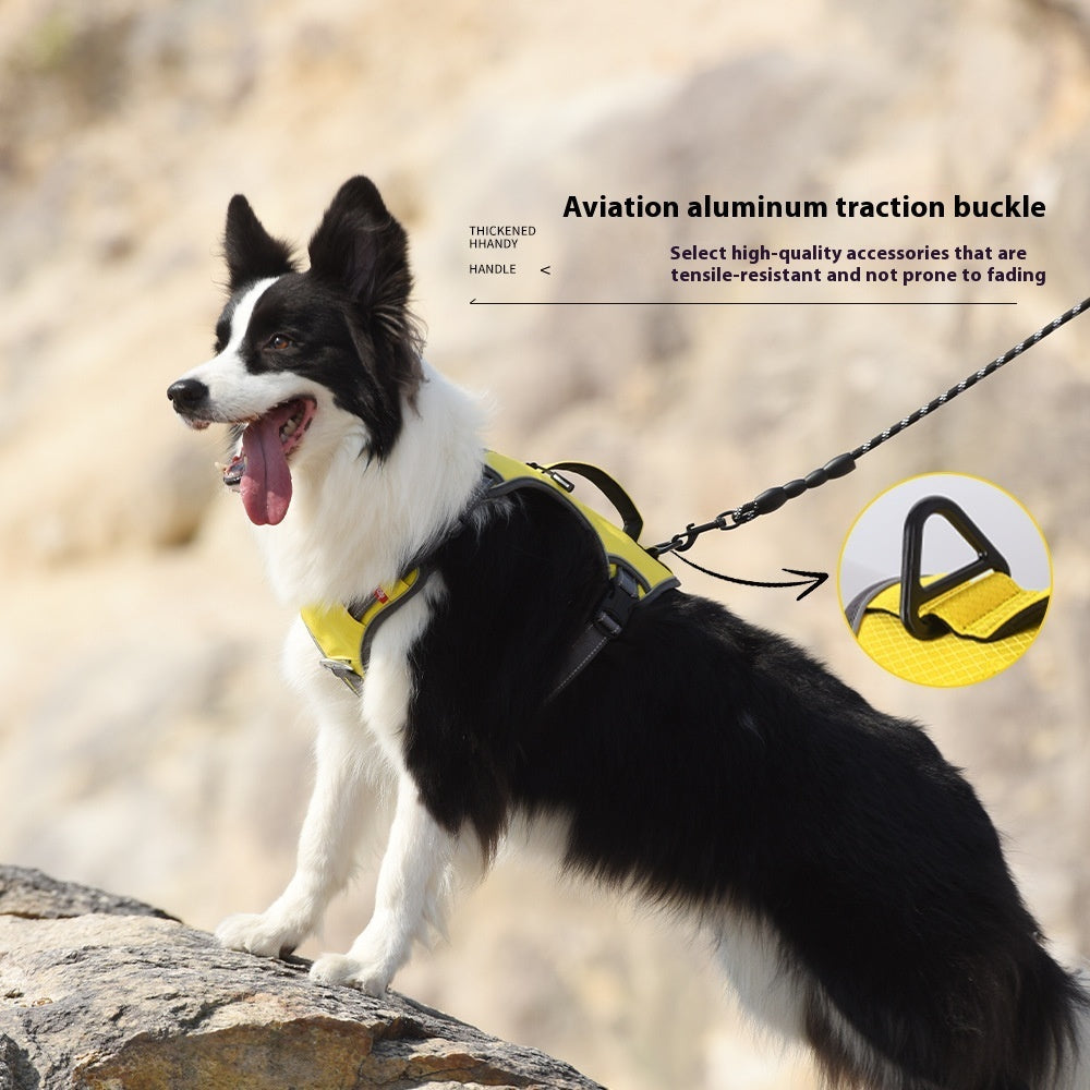 KFX-7332157 Reflective Breathable Oxford Cloth Pet Harness – Explosion-Proof Design in Yellow, Orange, and Gray