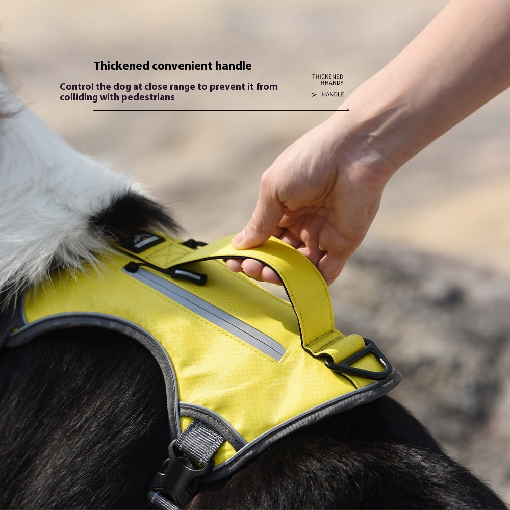 KFX-7332157 Reflective Breathable Oxford Cloth Pet Harness – Explosion-Proof Design in Yellow, Orange, and Gray