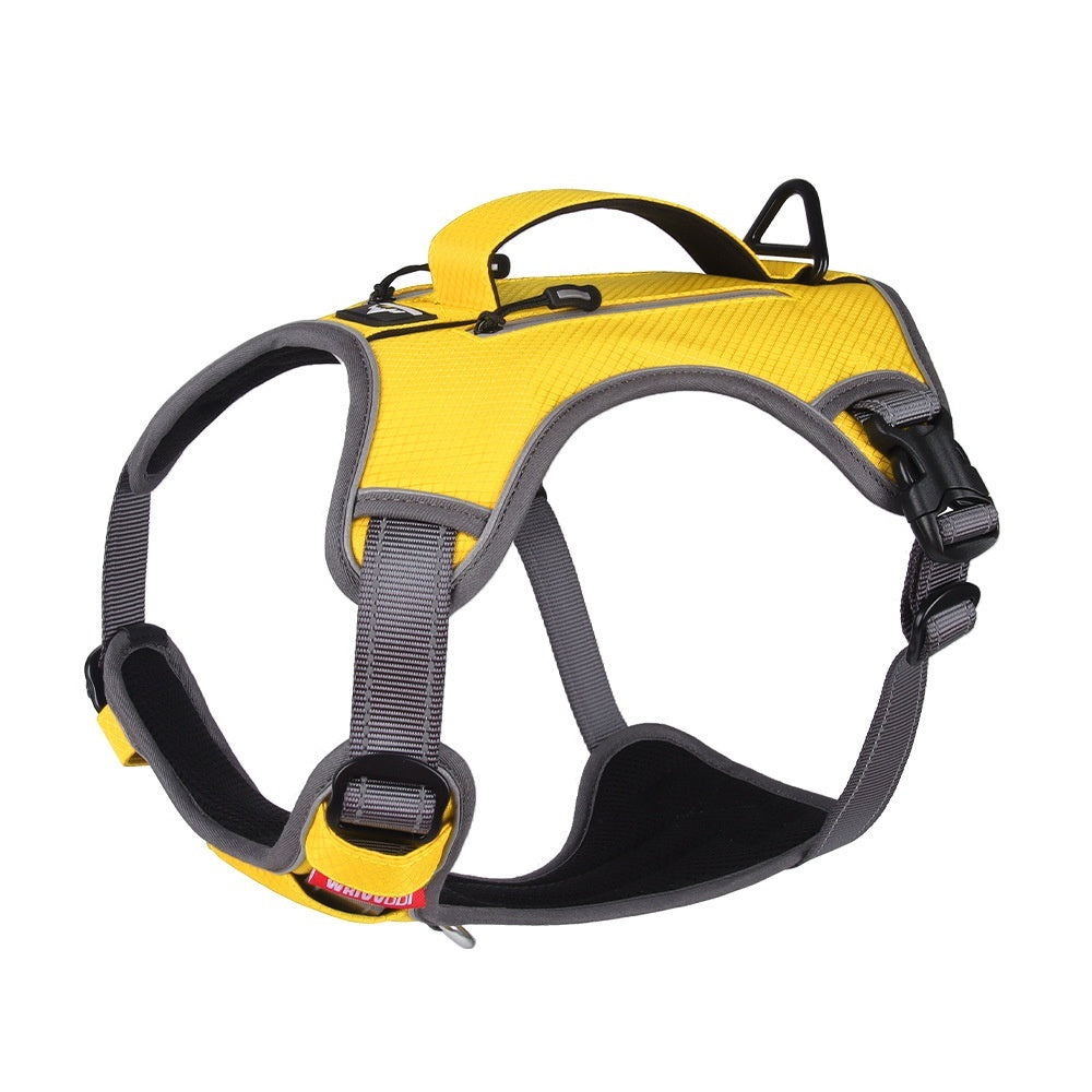 KFX-7332157 Reflective Breathable Oxford Cloth Pet Harness – Explosion-Proof Design in Yellow, Orange, and Gray