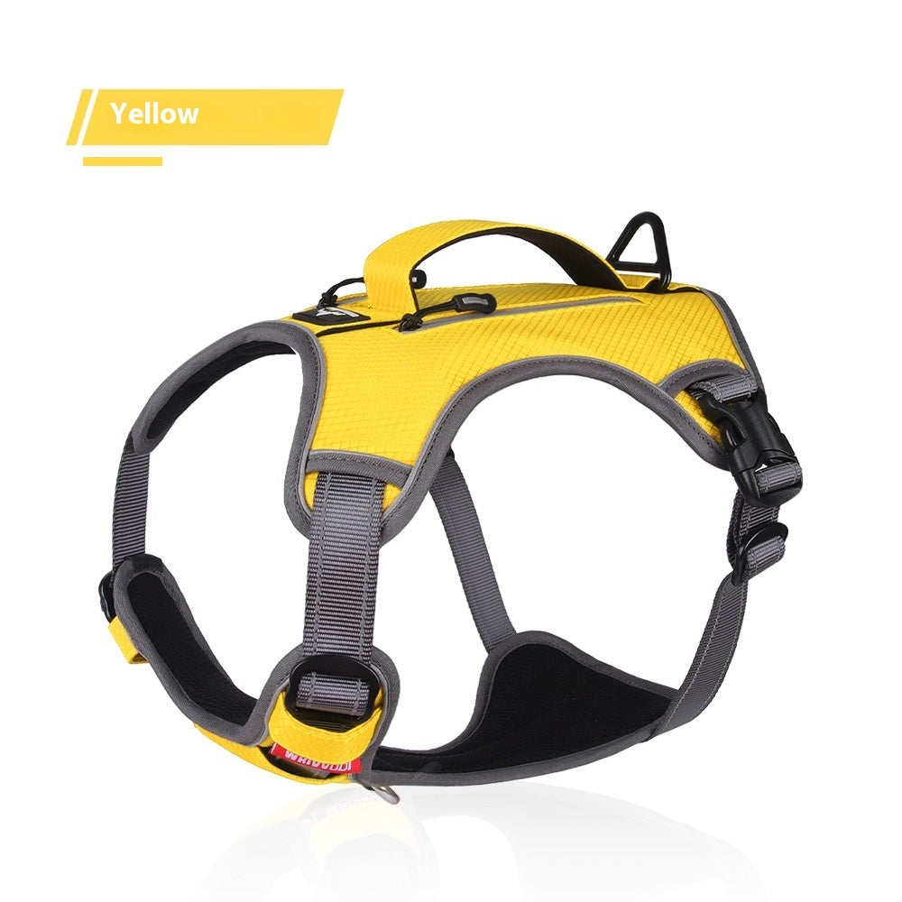 KFX-7332157 Reflective Breathable Oxford Cloth Pet Harness – Explosion-Proof Design in Yellow, Orange, and Gray