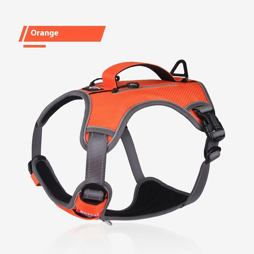 KFX-7332157 Reflective Breathable Oxford Cloth Pet Harness – Explosion-Proof Design in Yellow, Orange, and Gray