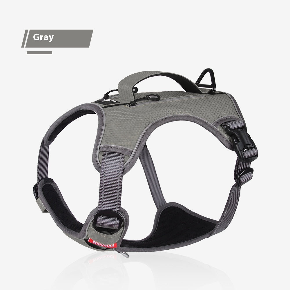 KFX-7332157 Reflective Breathable Oxford Cloth Pet Harness – Explosion-Proof Design in Yellow, Orange, and Gray