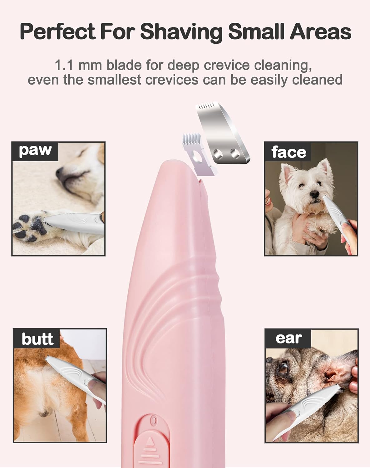 KFX-7332797 Cordless Electric Dog Paw Trimmer for Small Pets - Low Noise Grooming Clippers for Face, Eyes, Ears, and Rump
