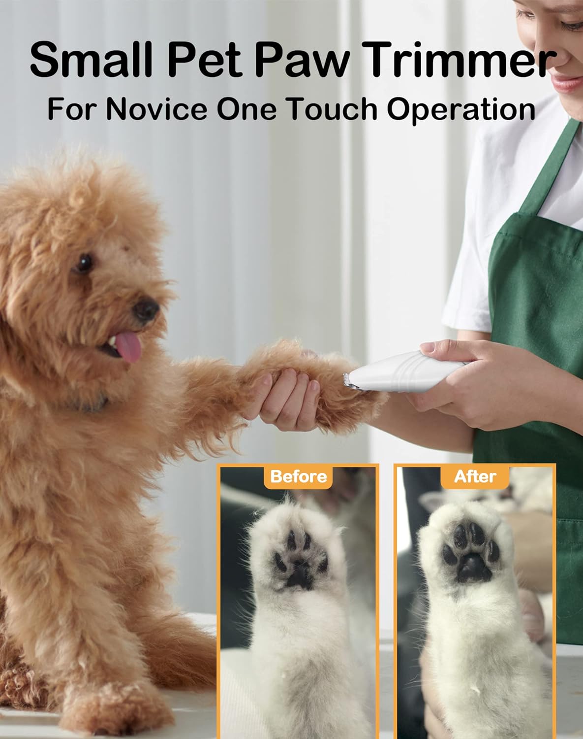 KFX-7332797 Cordless Electric Dog Paw Trimmer for Small Pets - Low Noise Grooming Clippers for Face, Eyes, Ears, and Rump