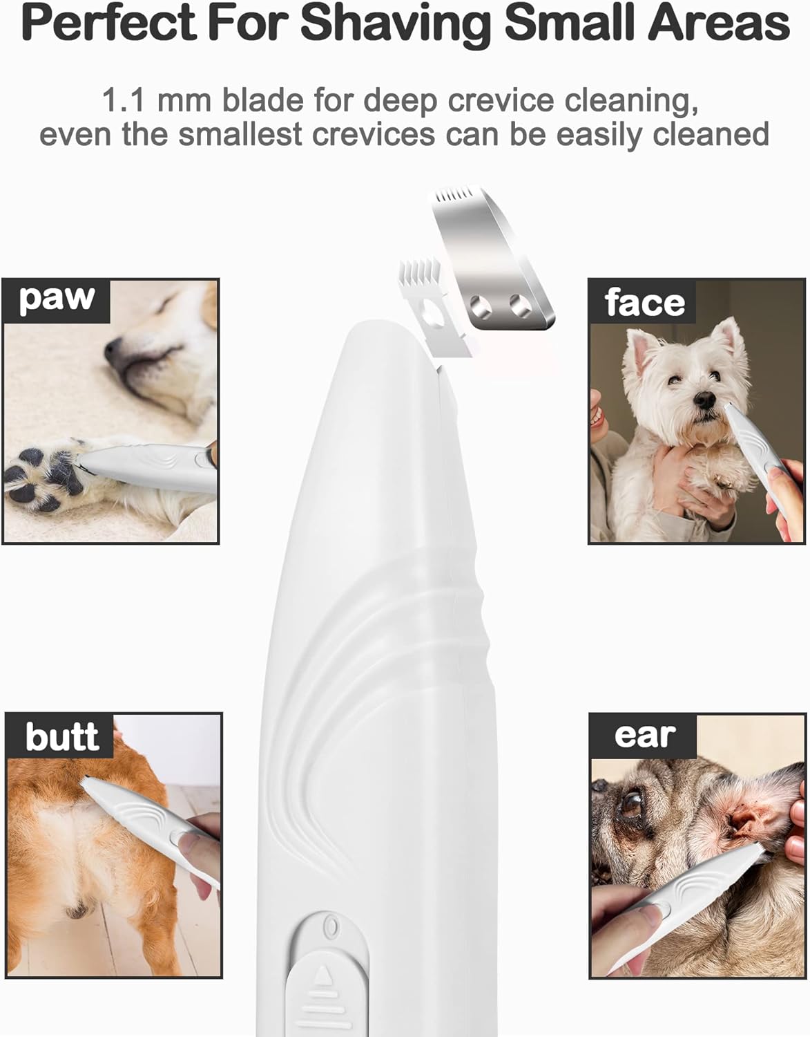 KFX-7332797 Cordless Electric Dog Paw Trimmer for Small Pets - Low Noise Grooming Clippers for Face, Eyes, Ears, and Rump