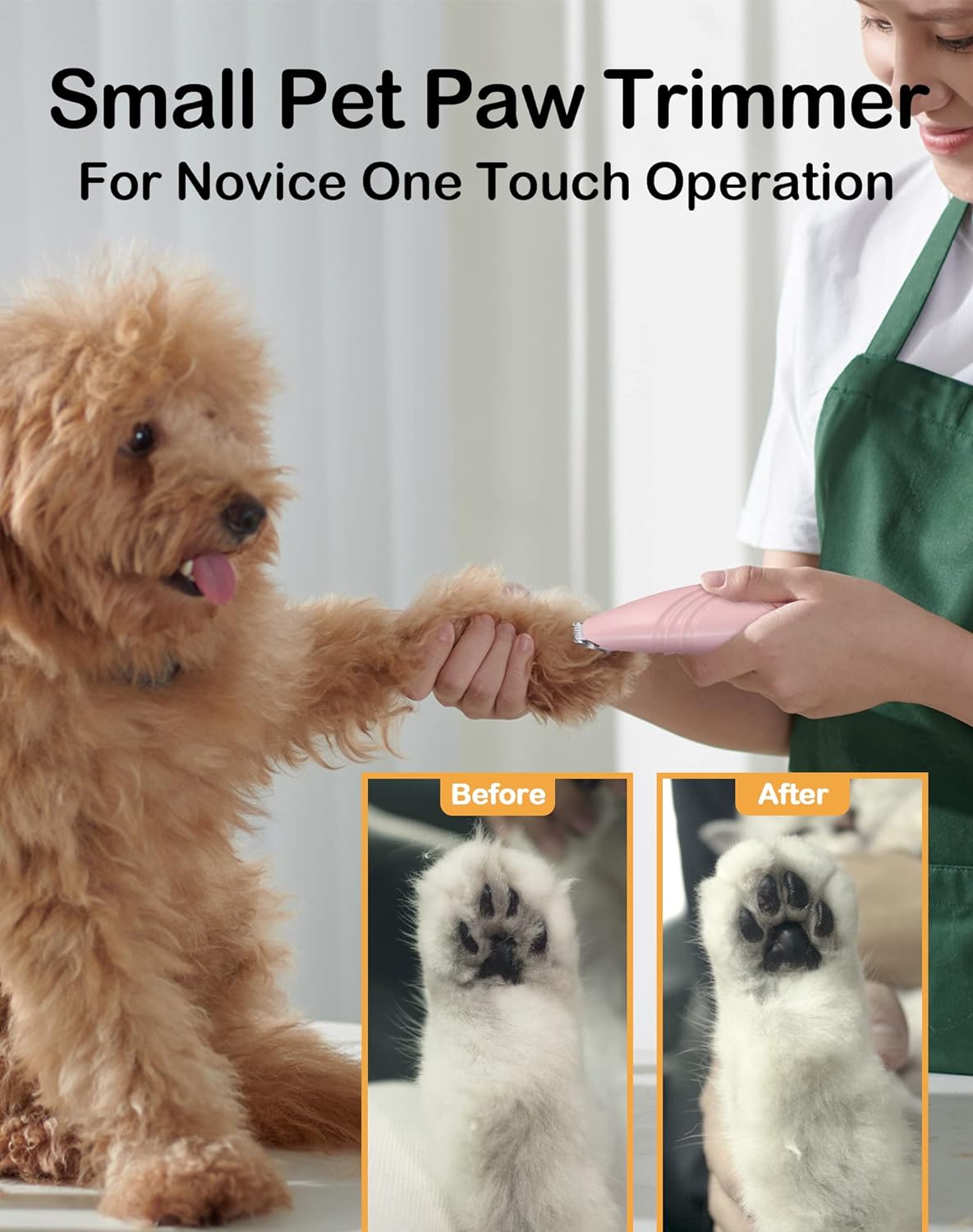 KFX-7332797 Cordless Electric Dog Paw Trimmer for Small Pets - Low Noise Grooming Clippers for Face, Eyes, Ears, and Rump
