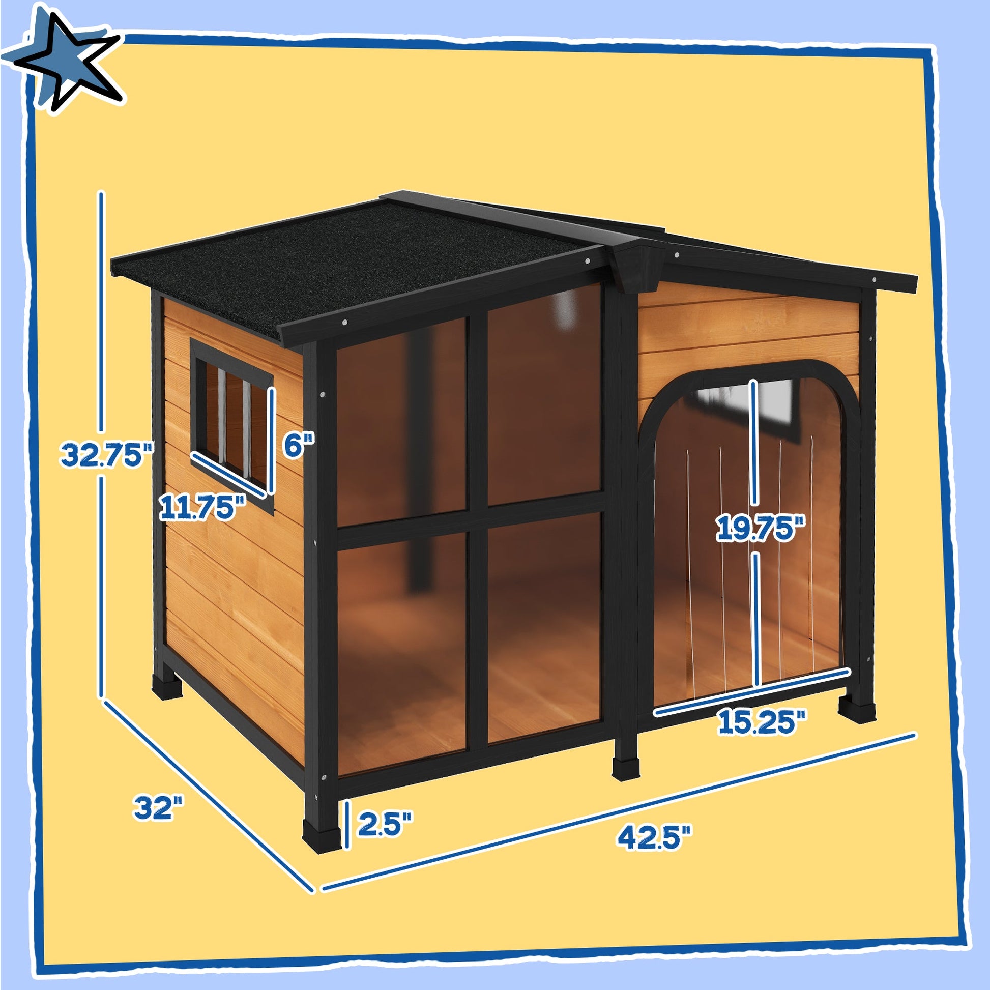 KFX-7333181 Large Dog House with Openable Roof and Giant Window – Weatherproof Design for Outdoor Use