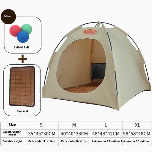 KFX-7334333 Four Seasons Removable and Washable Semi-enclosed Cat Tent with Self-Play Balls - Multiple Colors and Sizes Available