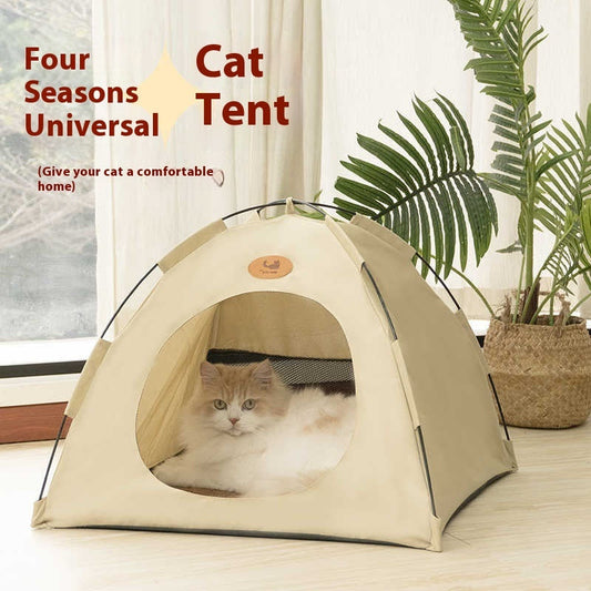 KFX-7334333 Four Seasons Removable and Washable Semi-enclosed Cat Tent with Self-Play Balls - Multiple Colors and Sizes Available