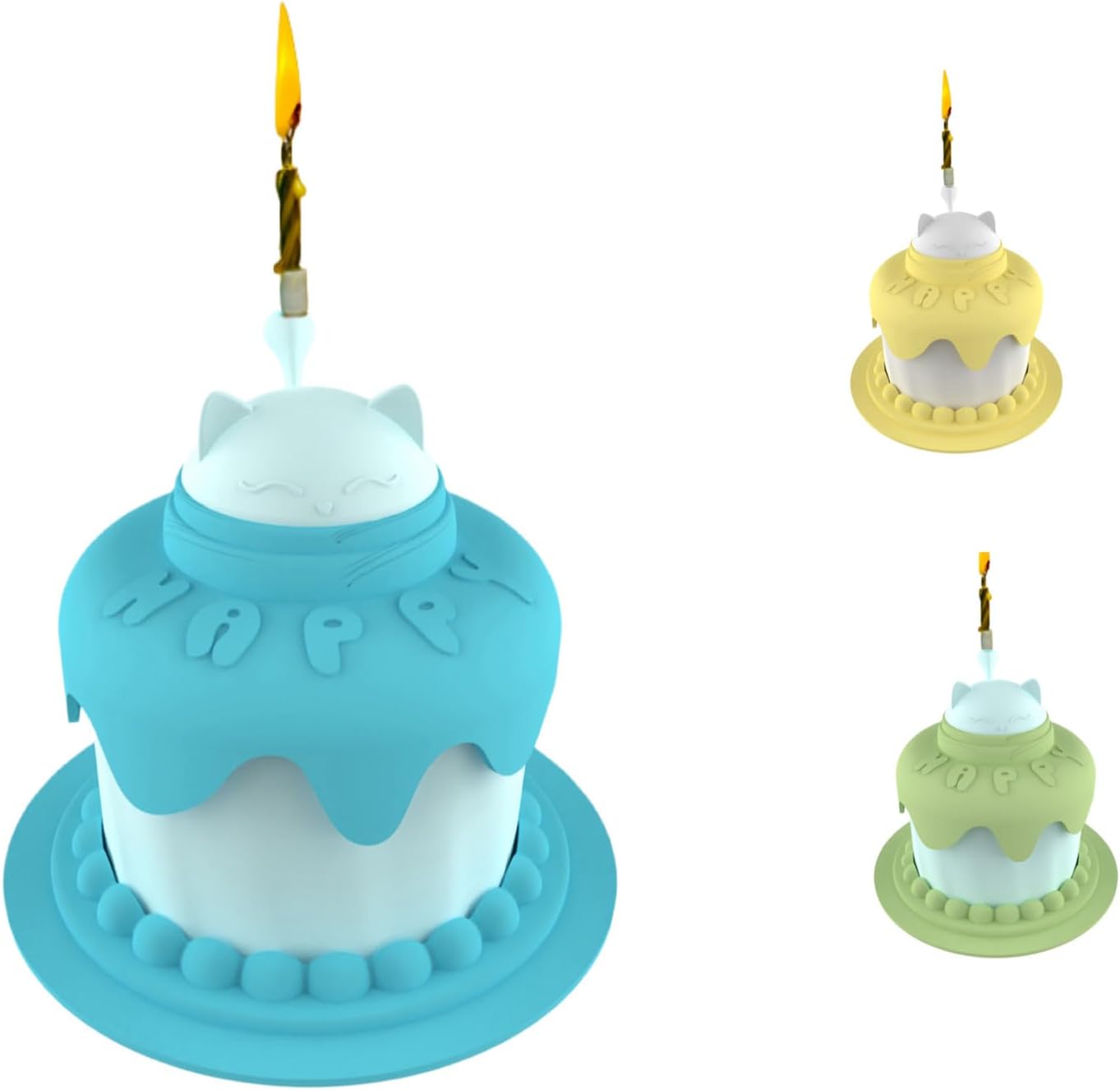 KFX-7336765 Cat Birthday Celebration Set with Cake-Shaped Slow Feeder Bowl, Food Can Cover & Spoon