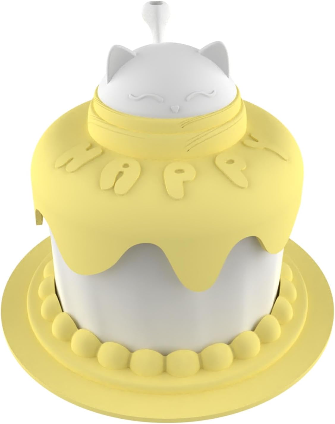 KFX-7336765 Cat Birthday Celebration Set with Cake-Shaped Slow Feeder Bowl, Food Can Cover & Spoon