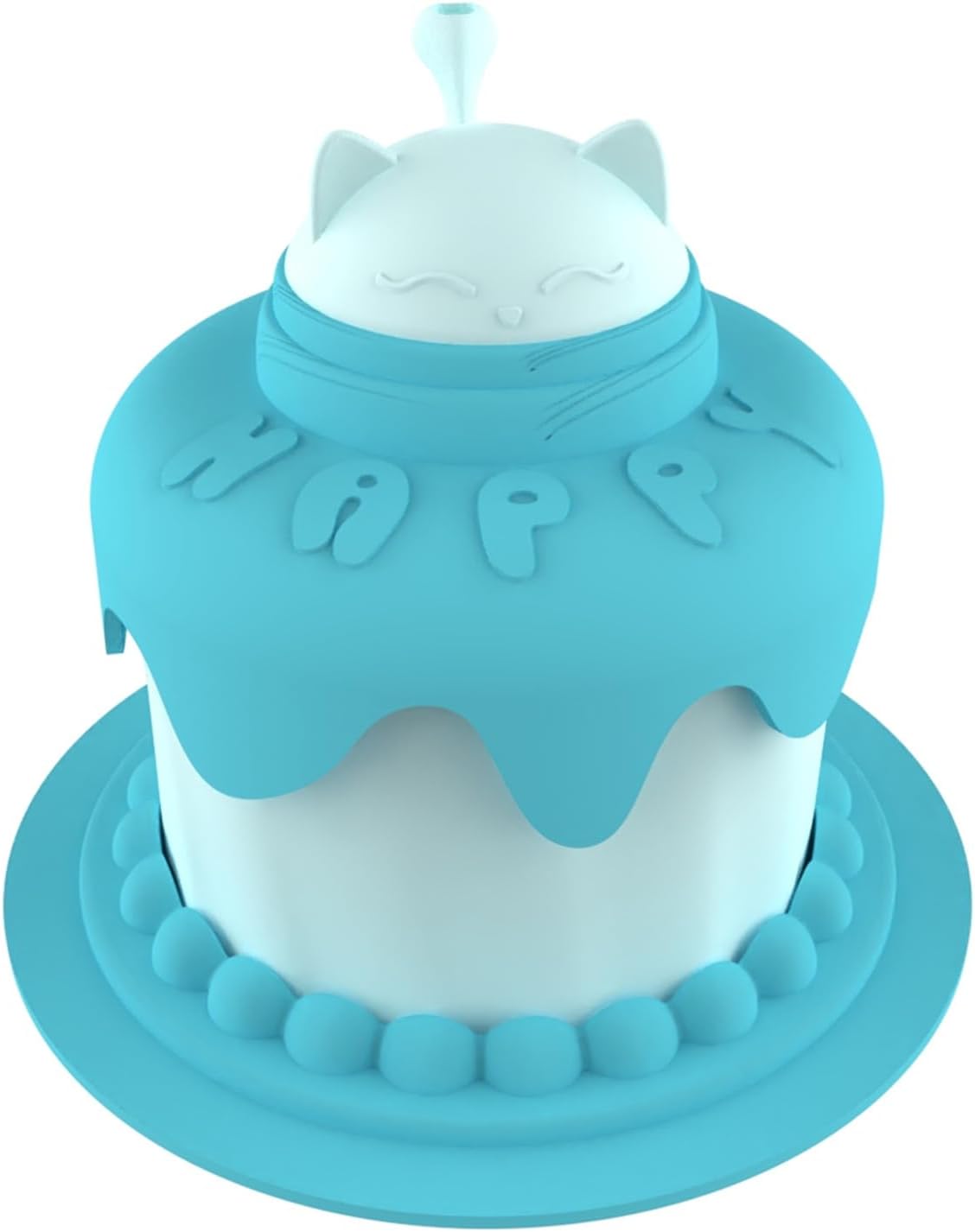 KFX-7336765 Cat Birthday Celebration Set with Cake-Shaped Slow Feeder Bowl, Food Can Cover & Spoon