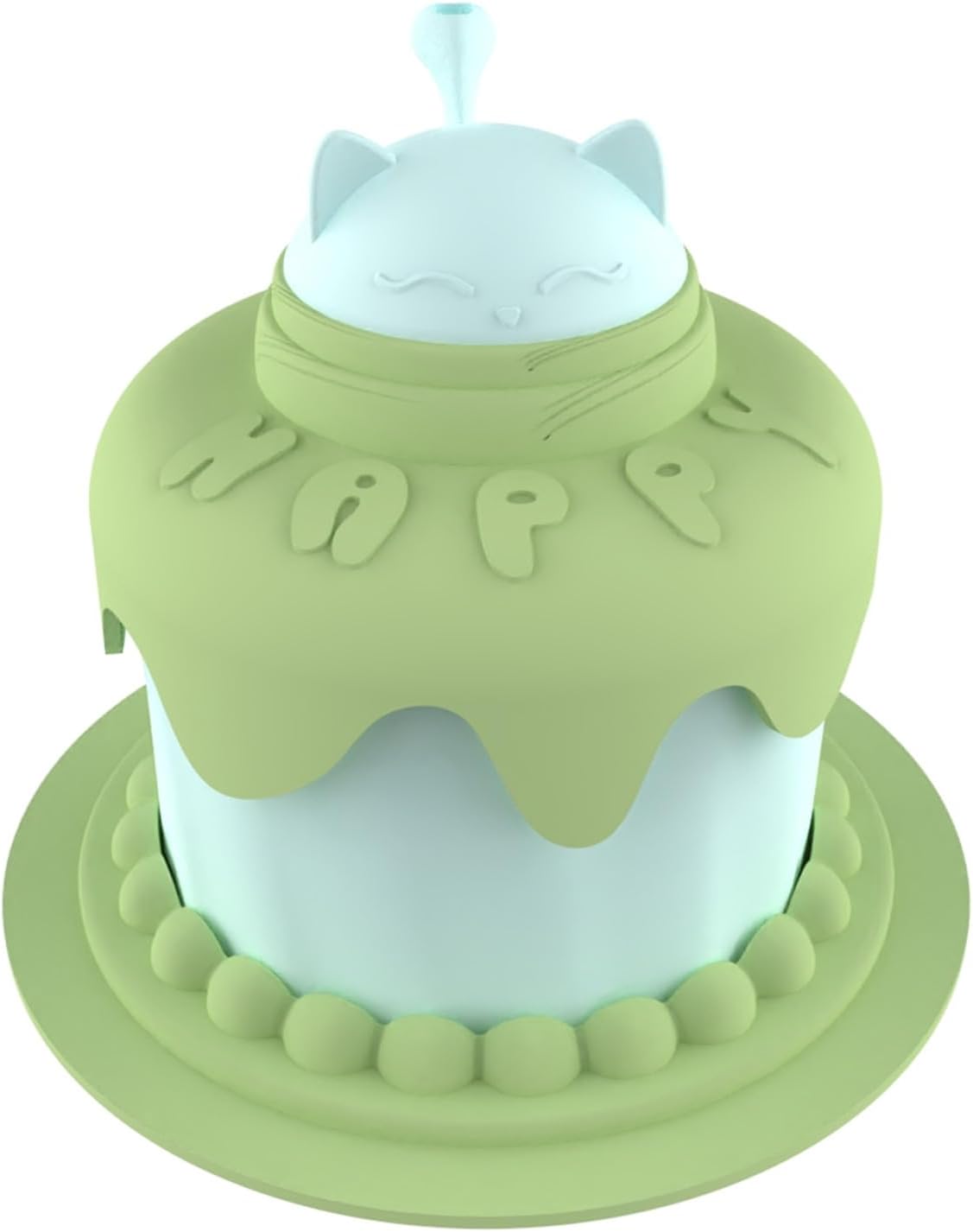 KFX-7336765 Cat Birthday Celebration Set with Cake-Shaped Slow Feeder Bowl, Food Can Cover & Spoon
