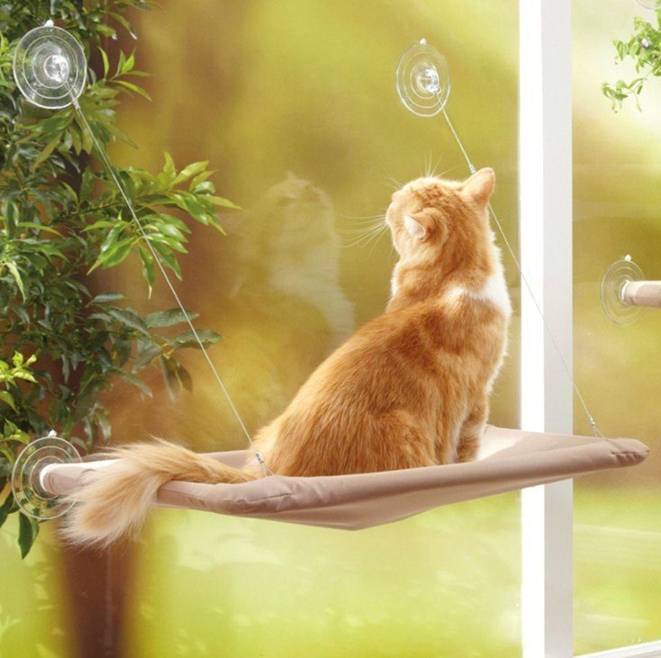 KFX-7336893 Comfortable Cat Window Seat Mount Hammock with Washable Cover and Sucker Cup Attachment