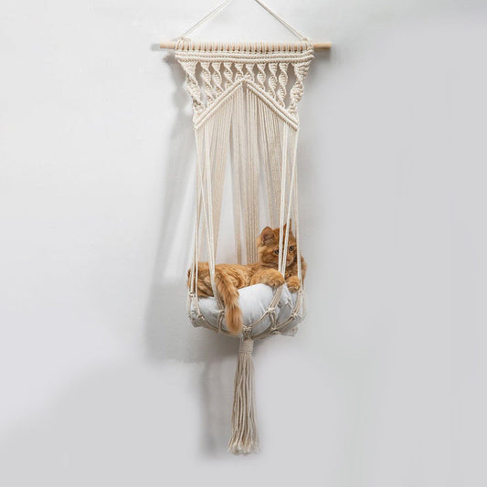 KFX-7339325 Woven Cotton Rope Hanging Cat Litter Basket with Various Sizes and Styles