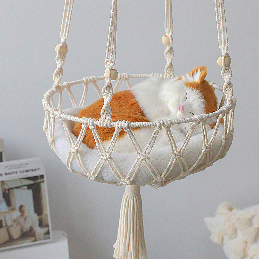 KFX-7339325 Woven Cotton Rope Hanging Cat Litter Basket with Various Sizes and Styles